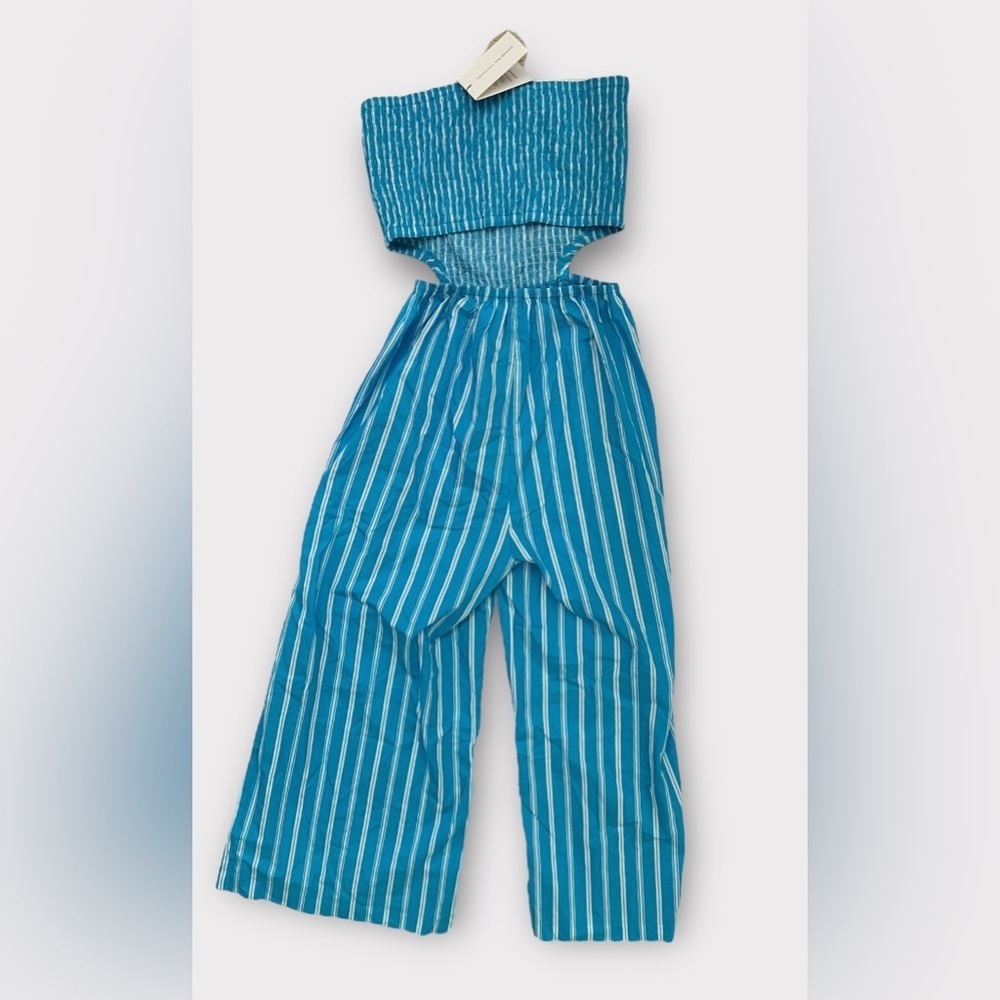 NEW Faithfull the Brand Anthropologie Baylee Jumpsuit Maya Stripe Print Blue L - Picture 4 of 8